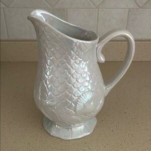 Roscher “Nautilus “ Stoneware Collection Pearl White Ceramic Pitcher